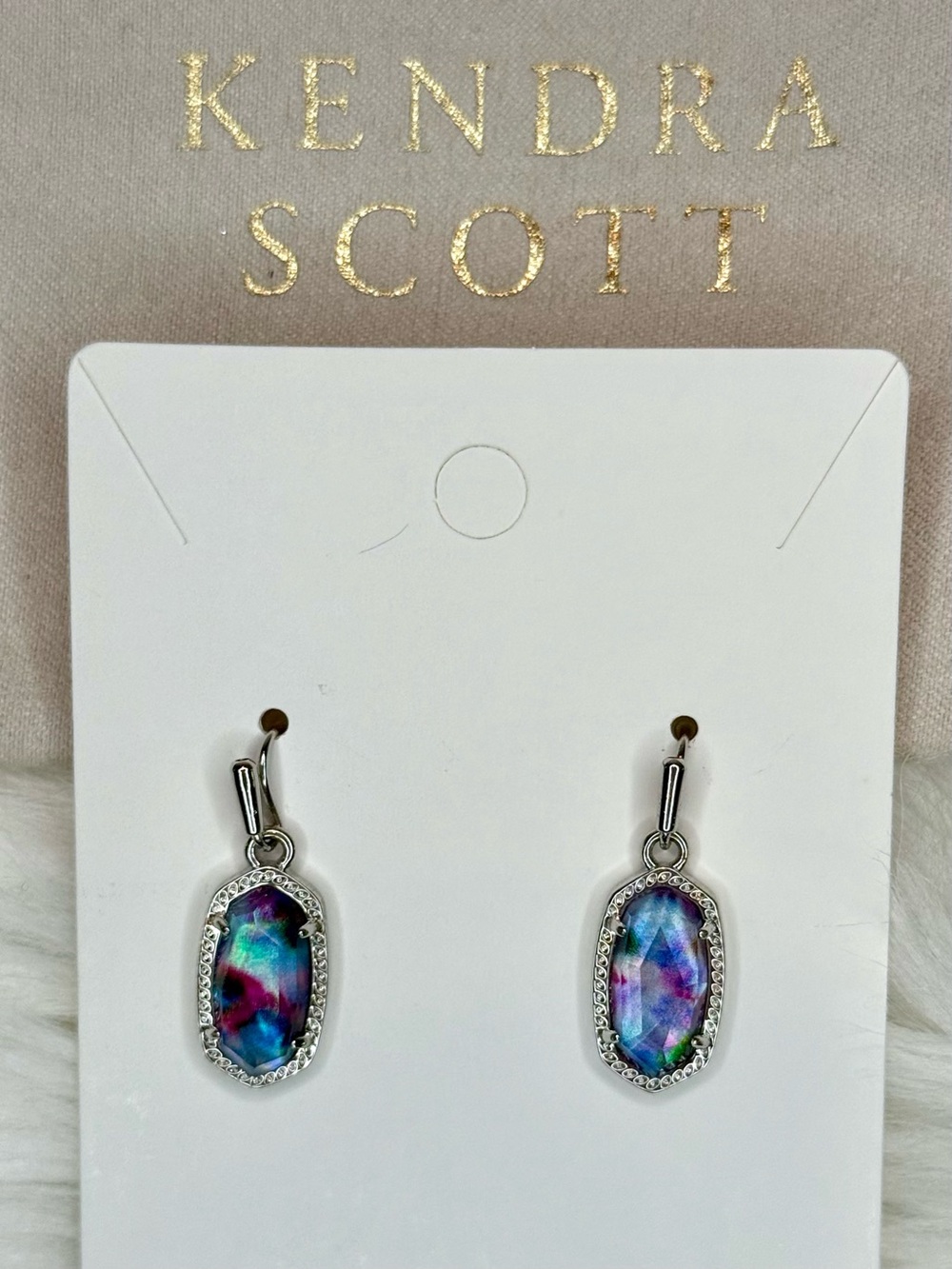 Kendra Scott Lee Silver Drop Earrings in Watercolor Illusion ✨ - Picture 3 of 16
